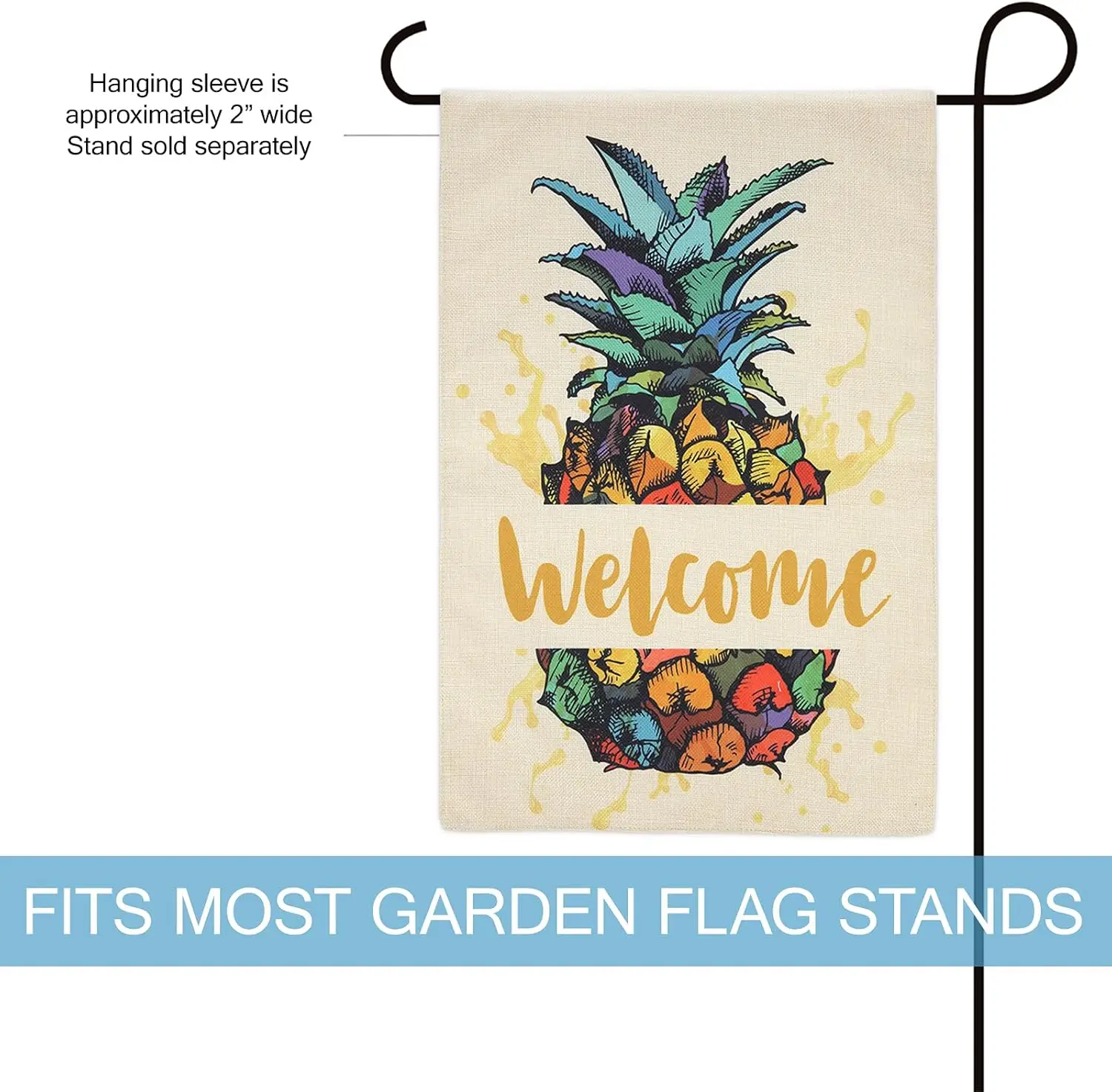 Texupday Welcome Colorful Pineapple Decor Double Sided Summer Burlap Garden Flag Outdoor Decoration 12
