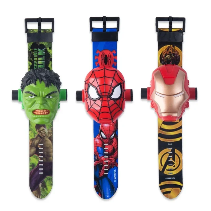 Marvel Avengers anime peripheral cartoon electronic watch Hulk Spider-Man toy Iron Man Hulk projection watch children's toy gift