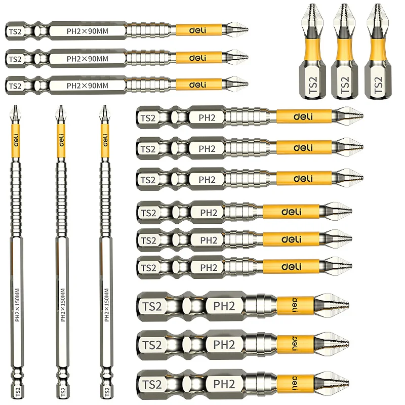 Tournevis croisé à tête magnétique antidérapante PH2, foret de dureté, outils manuels 25/50/65/70/90/150mm 6 pièces