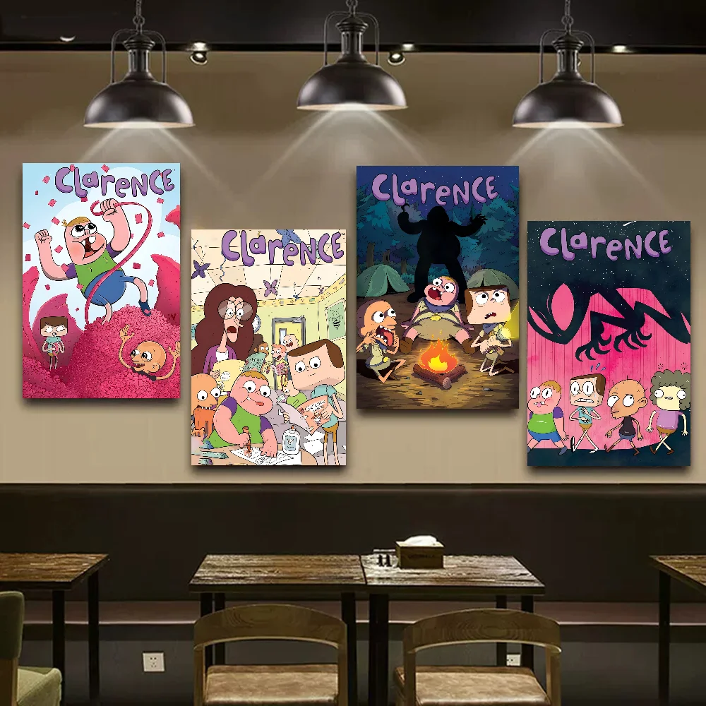 Cartoon C-Clarence TV Anime Posters Sticky Decoracion Painting Wall Art White Kraft Paper Wall Decor