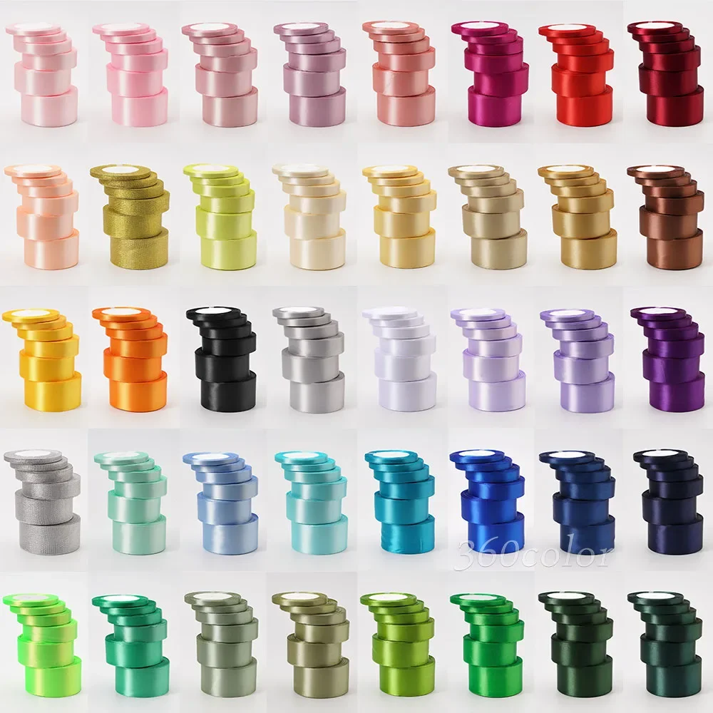 Satin Ribbon 22.8Meters 6mm 10mm 15mm 25mm 38mm 50mm Gift Wrap Bow Handmade DIY Craft for Wedding Party Halloween Christmas Deco
