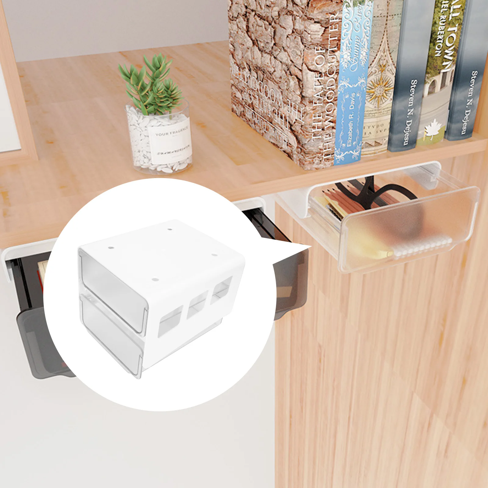Drawer Style Box Under Desk Storage Organizer Table Bottom Adhesive Pen Box Hidden Drawer For Office Home Classroom