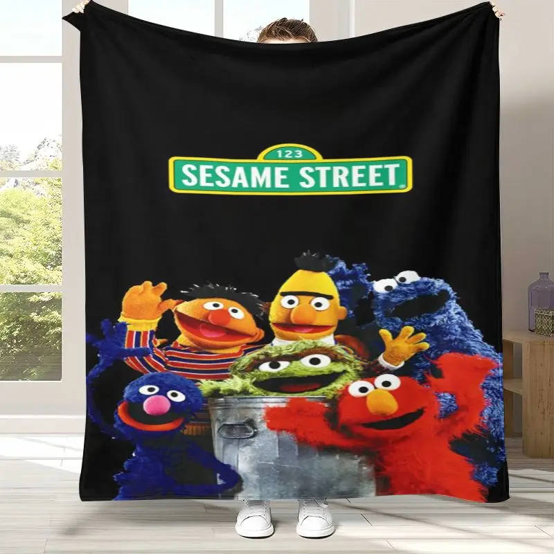 3D Vintage S-Sesame Street Elmo Cookie Monster Soft Flannel Throw Blanket,Cozy Warm Blanket for Bed,Sofa,Living Room,Picnic,Kid