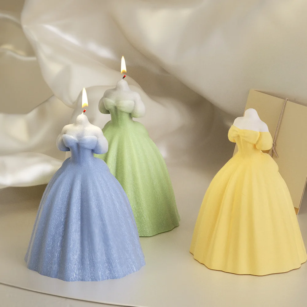 Sukienka księżniczki silikonowa forma na świecę dziewczyna mydło żywica gipsowa forma do robienia DIY narzędzie do pieczenia czekolady Home Decor prezent