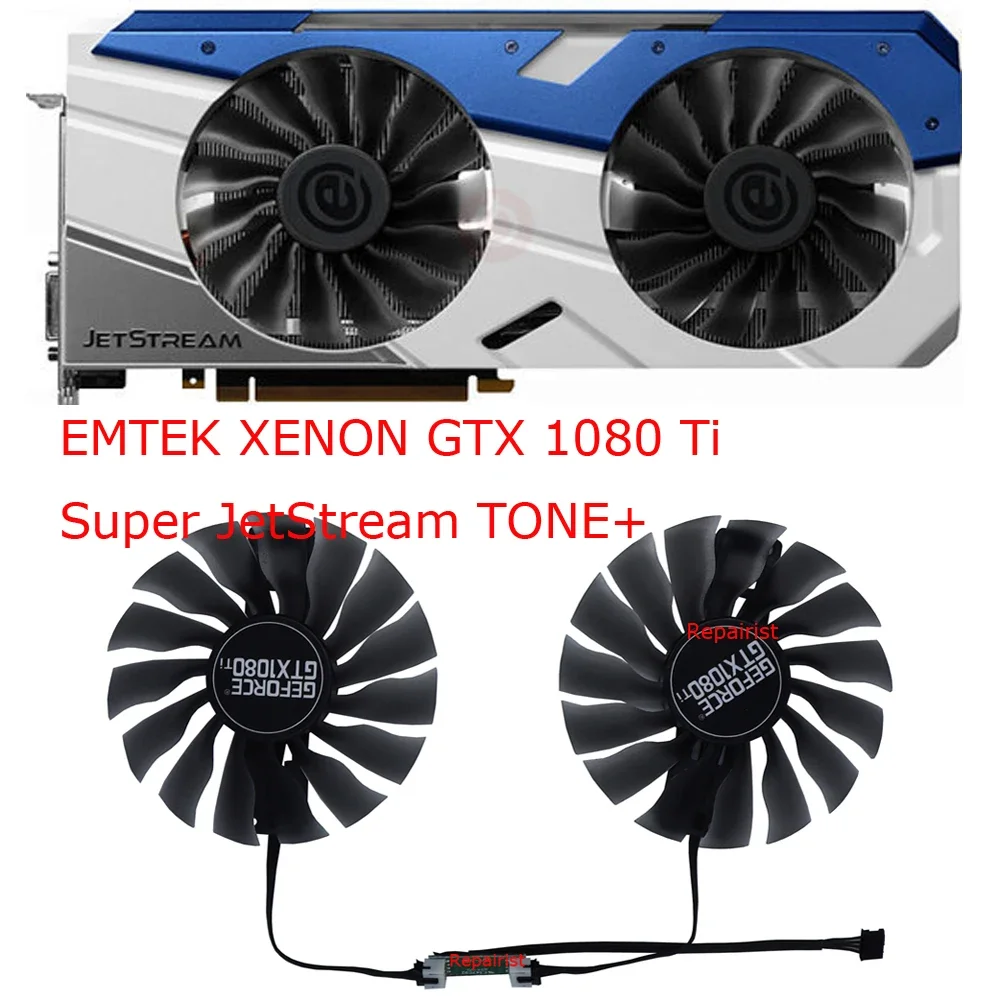 그래픽 팬 EMTEK XENON GTX 1080 Ti Super JetStream TONE+,그래픽 팬 EMTEK XENON GTX 1070 Super JetStream FF14, 비디오 카드 선풍기, GAA8S2U, 세트당 2 개 