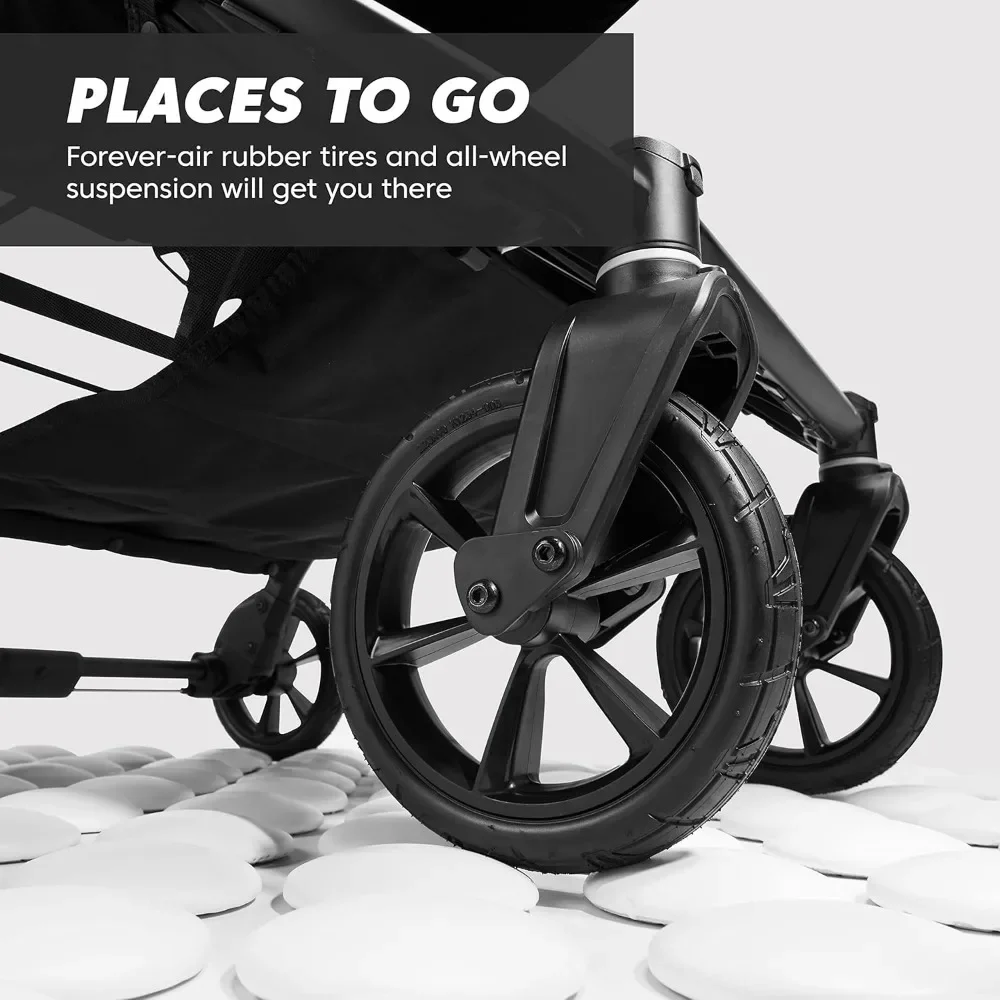 home.City Mini GT2 All-Terrain Double Stroller with Forever Air Rubber Tires and All-Wheel Suspension, Pike Exclusive Includes B