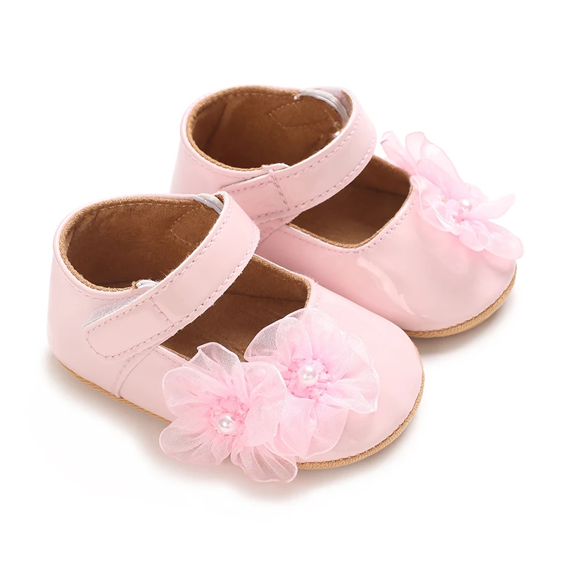 

Baby Girls First Walkers Mary Jane Flats - Non-Slip Ballet Shoes with Adjustable Hook-and-Loop closure, Soft Pastel Pink/, Cushi