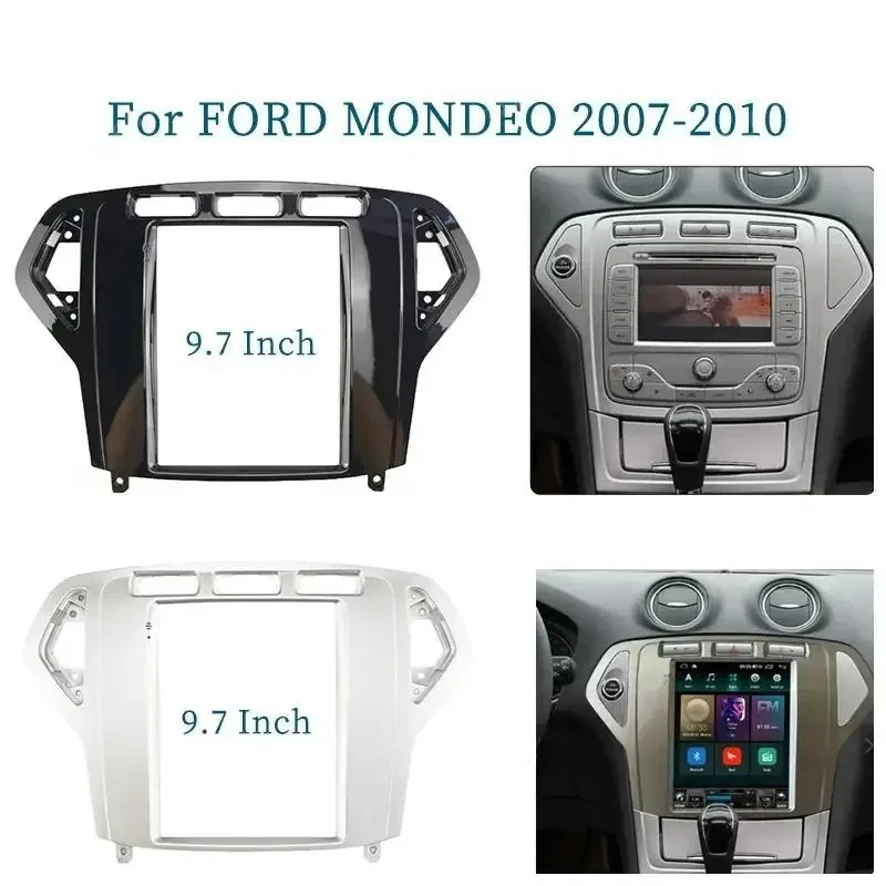 9.7 Inch 2 Din Car Radio Fascias For FORD MONDEO 2007-2010 Tesla Style Multimedia Frame Video Player Navigation DVD Panel Trim