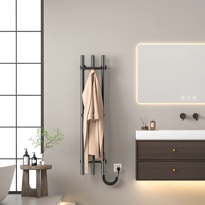 

Настенная 3-барная вешалка для полотенец из нержавеющей стали с электрическим подогревом, вешалка для полотенец для ванной комнаты с таймером, сенсорное управление, умный Wi-Fi