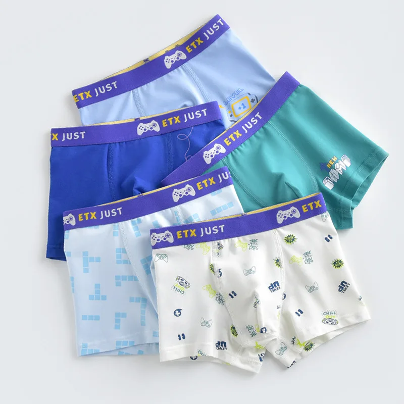 5-Pack Boys Cotton Boxer Shorts Underwear Cartoon Print High-Quality Kids Boxers for Ages 2-20 Teen Student Essentials