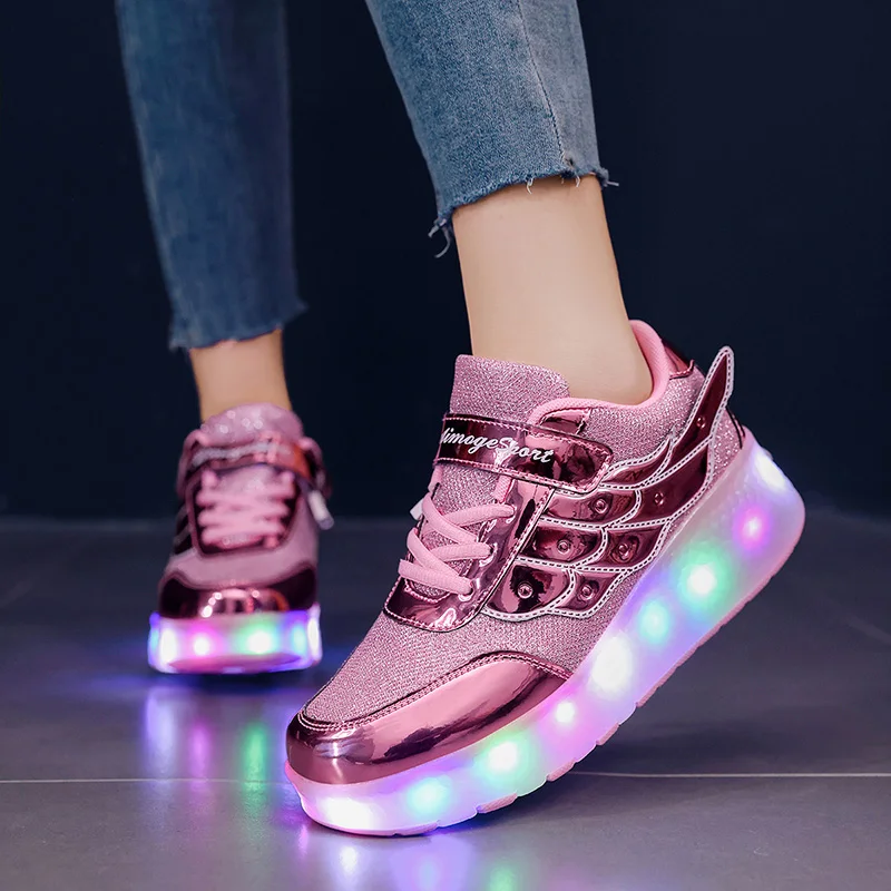 

Children Sneakers Roller Shoes Outdoor Deformation Girls Boys Adult Unisex Roller Skates LED Light-Up 2-Wheel Skate Shoes