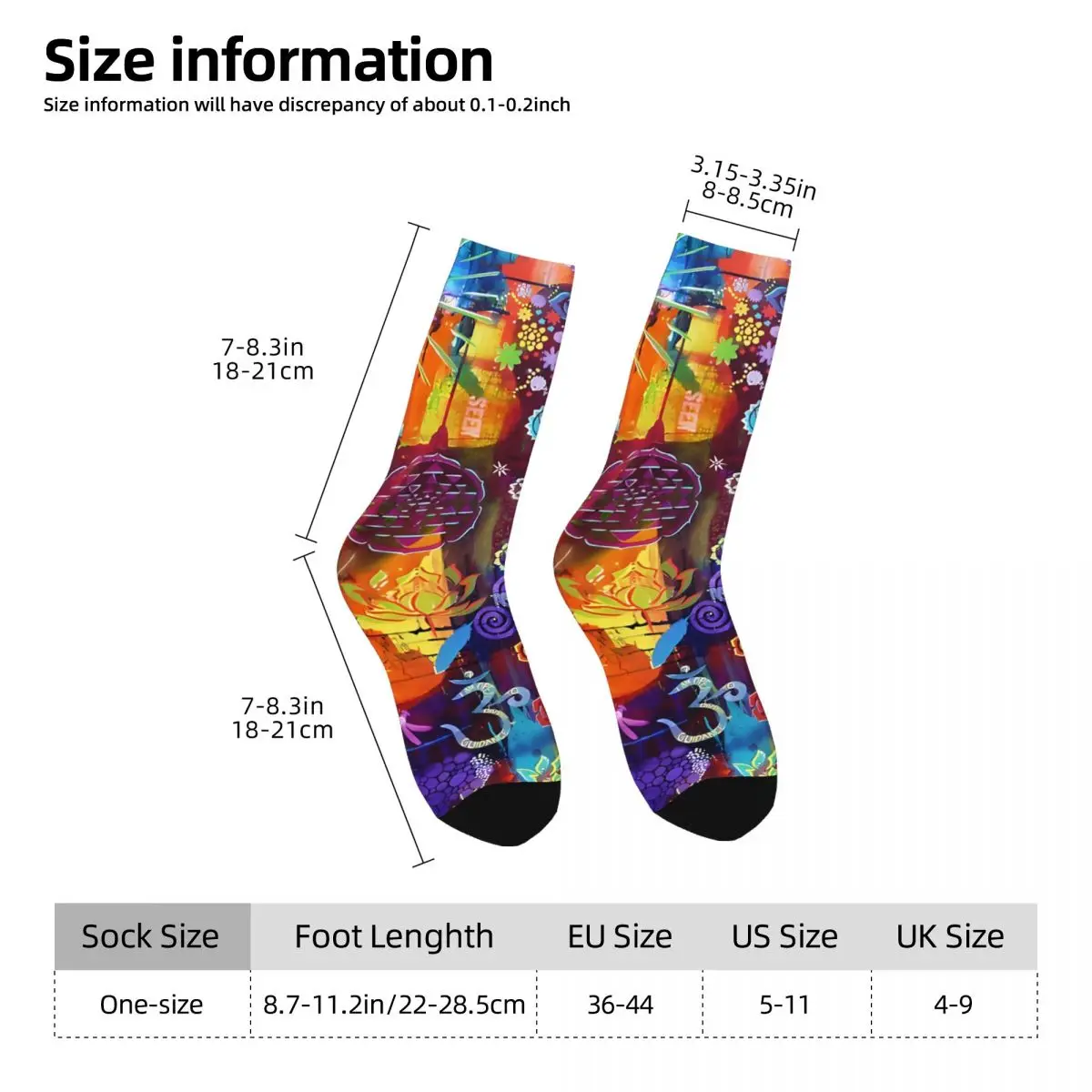 Funny Crazy Sock for Men Hope Hip Hop Harajuku Om Happy Pattern Printed Boys Crew Sock Novelty Gift