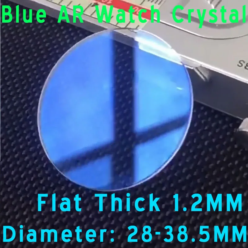 1.2mm Thickness 28mm-38.5mm Diameter Blue Hue Flat Mineral Watch Glass Blue AR Coating Round Watch Crystal Repair Parts