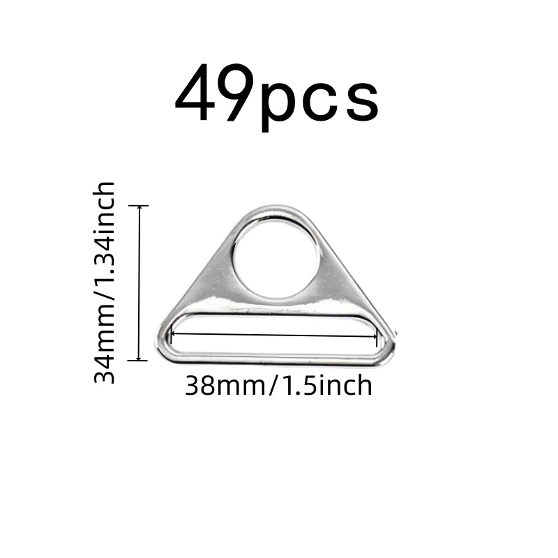 49 pcs 38mm Tri-Glide Sliders for Luggage Strap Repair, Durable Rust Resistant, Smooth Edge Finish, Multipurpose