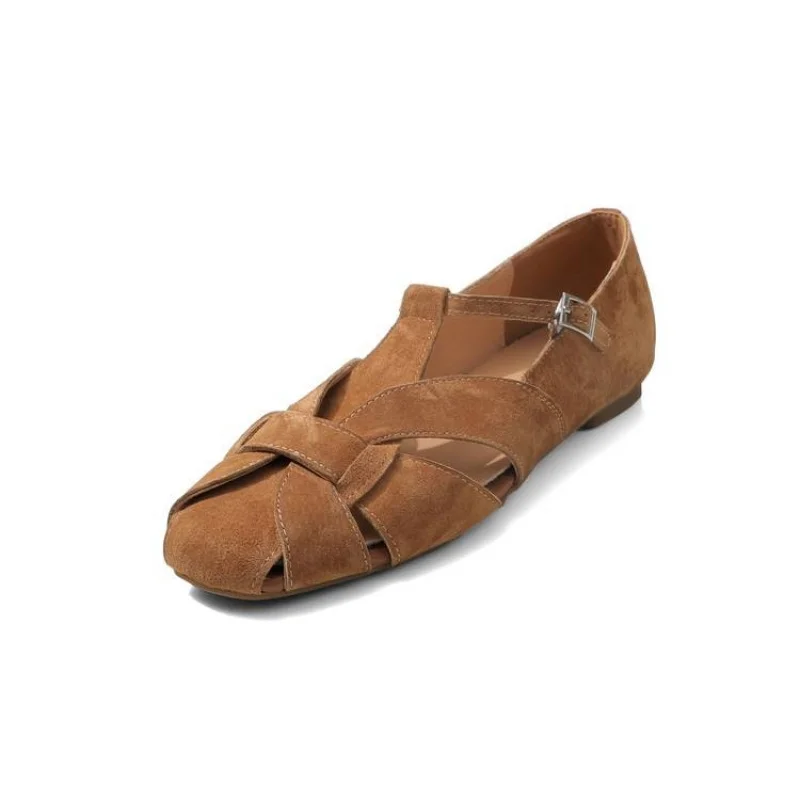 

Comfortable Retro Breathable Light Weight Square toes Big size Women's wide width shoes women's sandals