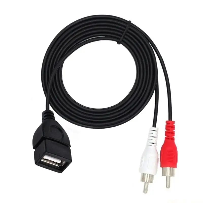 M5TD USB2.0 Female to 2RCA Male Cable USB to 2RCA Video Cable for Phone Laptop Tablet Home Theater Amplifiers Speaker Cable