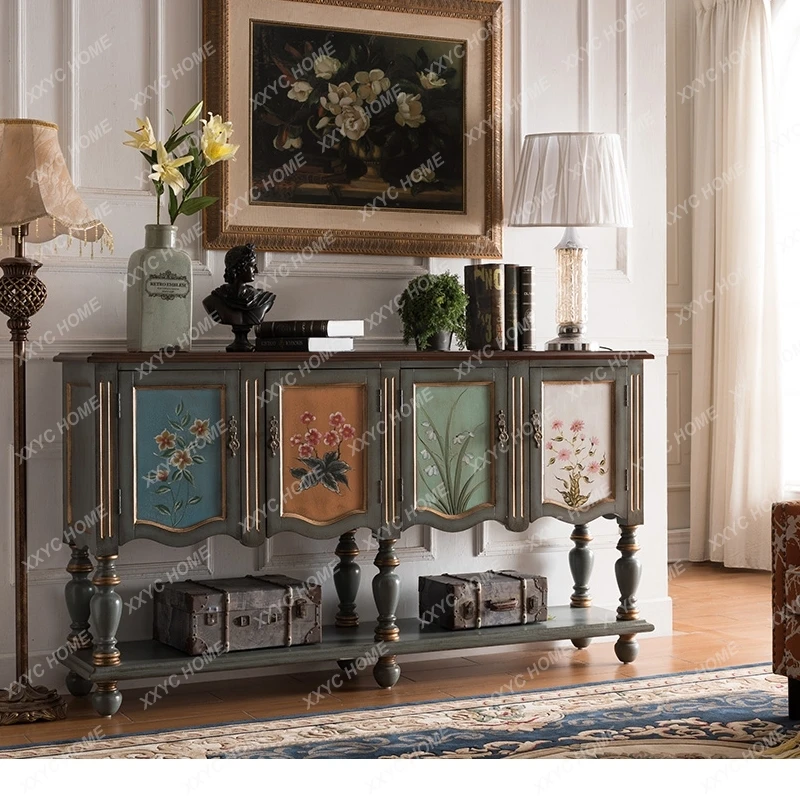 

solid wood entrance painted corridor against the wall foyer multi-functional table old side cabinet