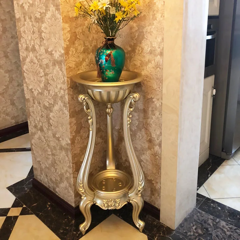 Ornate Metal Plant Stand European Style Indoor Flower Holder for Living Room Balcony Luxury Garden Decor with Gilded Scrollwork