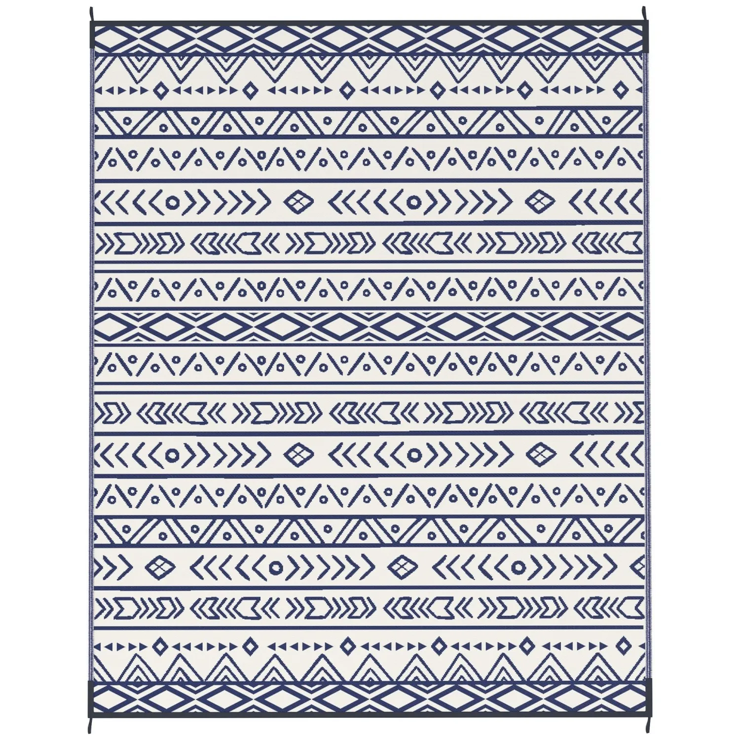 

Outsunny Reversible Outdoor Rug, Waterproof Plastic Straw with Carry Bag, 8' x 10', Blue & White Geometric