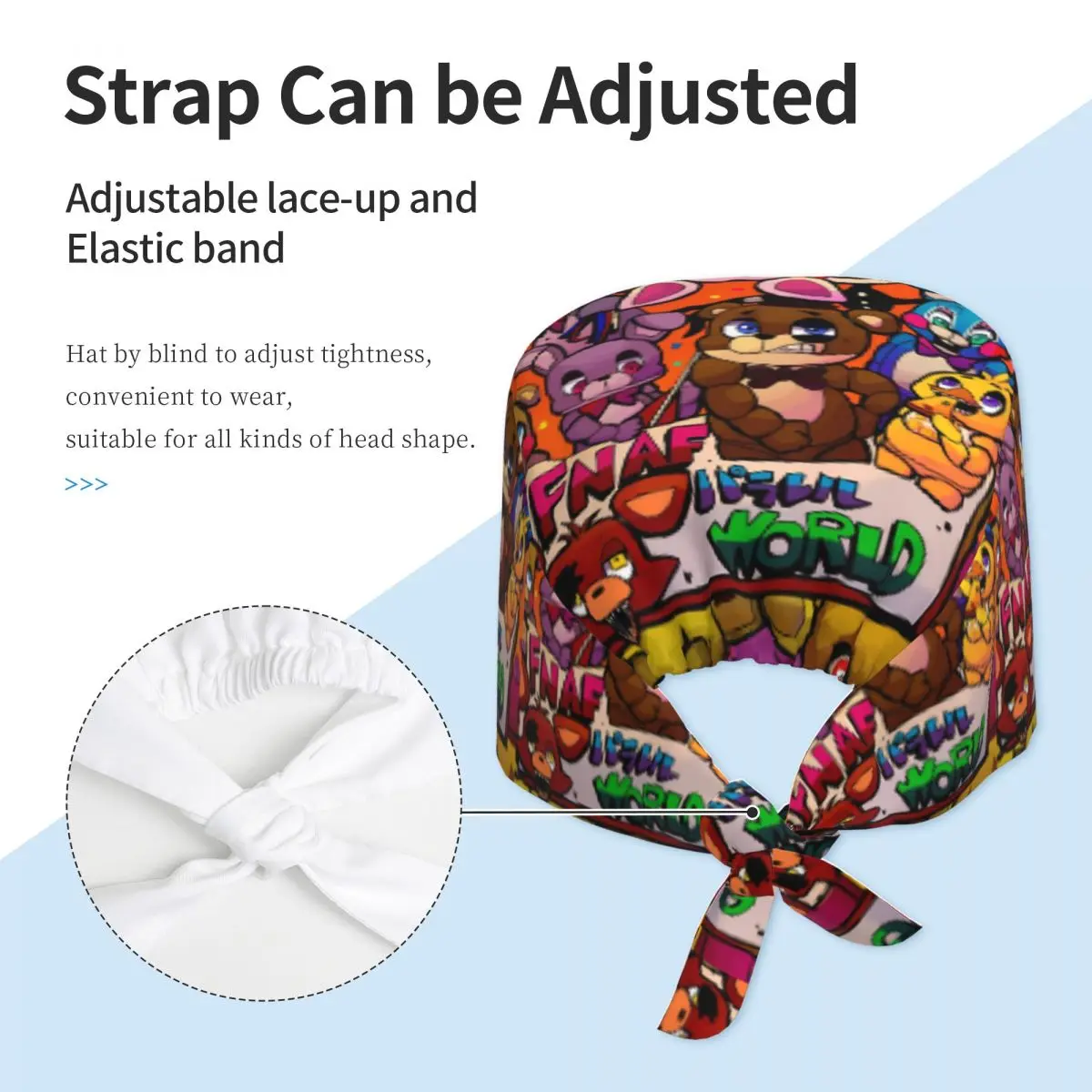 قبعات الممرضات FNAF من فريديز، قبعات عمل للجنسين، قبعات طبية لطيفة بتصميم Y2K مع رباط خلفي، قبعات طبية ناعمة ومرنة.