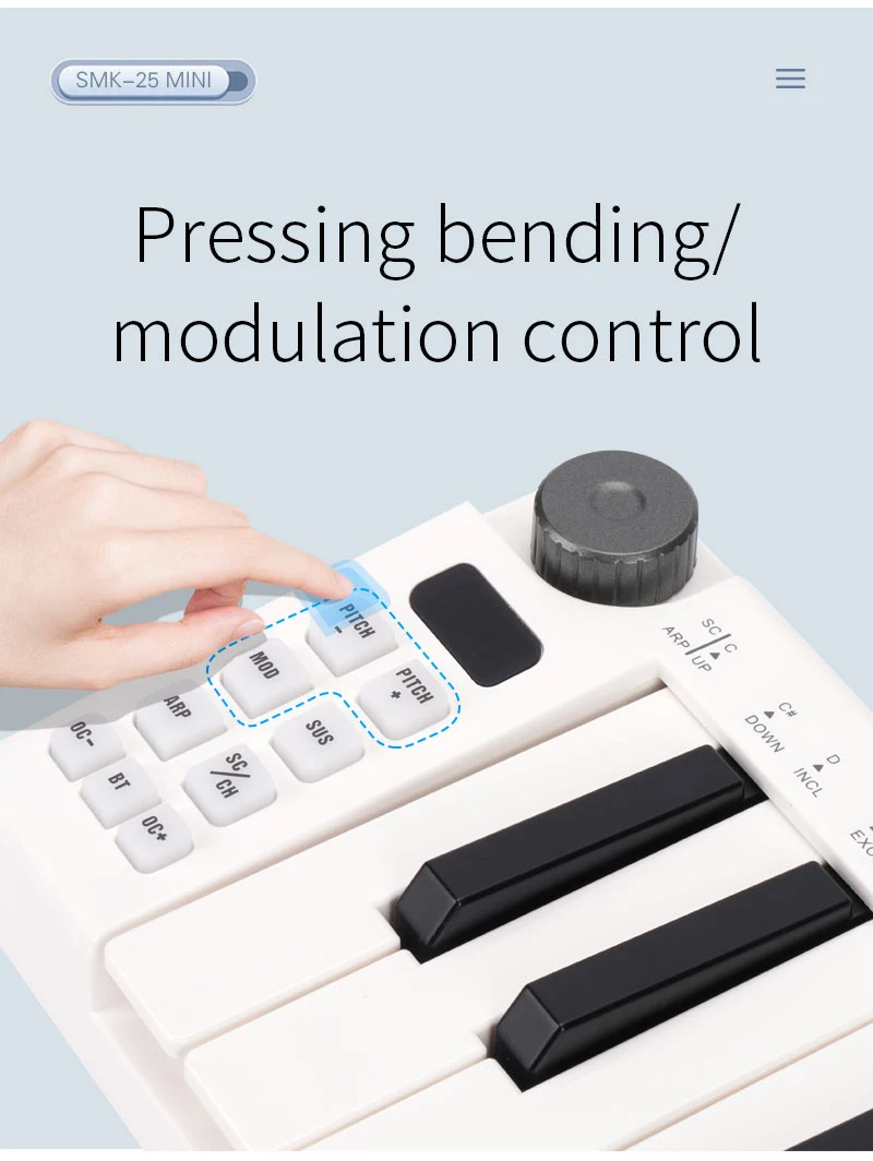 M-VAVE-Mini Teclado MIDI Ricaricabile 25 Teclas Teclado De Controle MIDI Mini Controller USB portatile