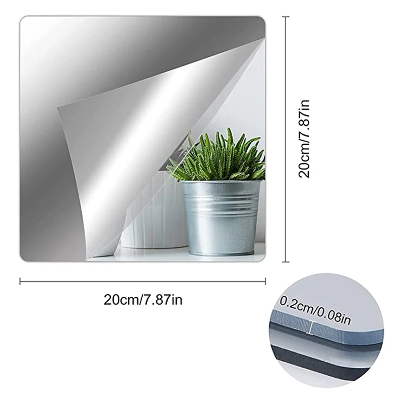 4 Piece of Lot 2mm Thick Acrylic Bathroom Mirror Simple Square Mirror Home Desktop Makeup Mirror Decorative Standing Mirror