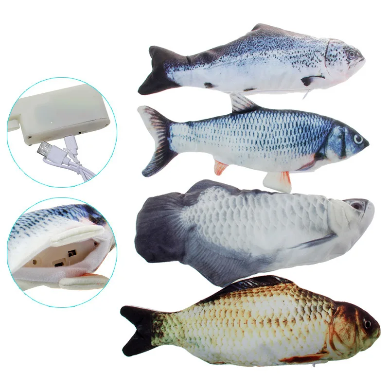 Soft Cat Toy Electronic Fish Shape Charging Simulation Dancing Jumping Moving Floppy Fish Cat Toy For Cats Toys Interactive