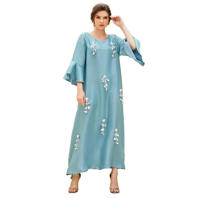 Moroccan Kaftan Abaya Eid Muslim Women Party Dress Sequins Tassels Vestidos Ramadan Dubai Abayas Islam Arab Long Robe Jalabiya