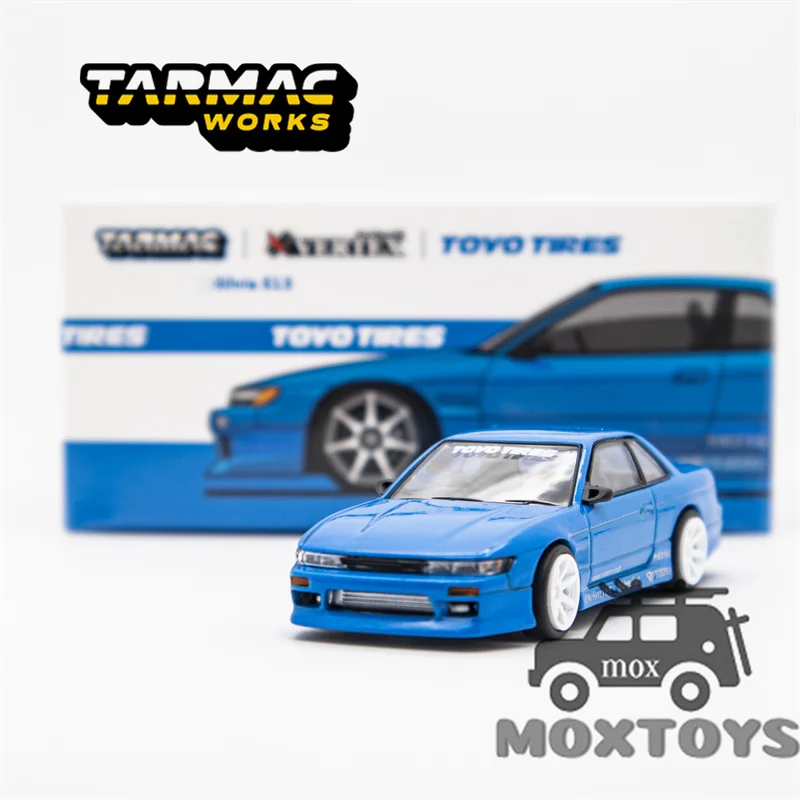 

Tarmac работает 1:64 VERTEX Silvia S13 синие металлические шины TOYO, литые модели автомобилей