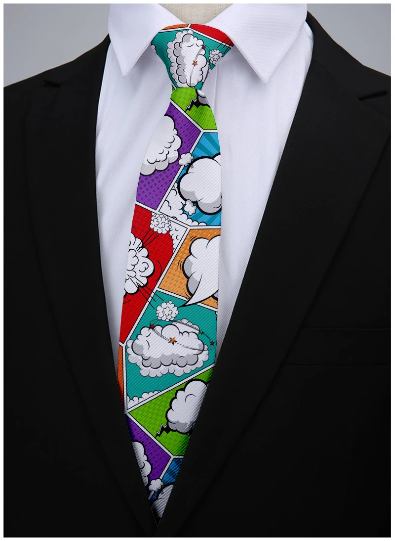 Cartoon men\'s printed tie new fashion best man tie casual men\'s tie 8 cm wide tie wedding party accessories