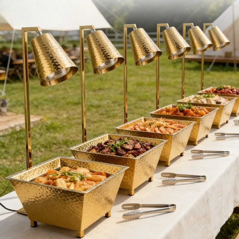 hammered luxury stainless steel warmer for buffet display cooking utensils food warmer set hot pan for catering