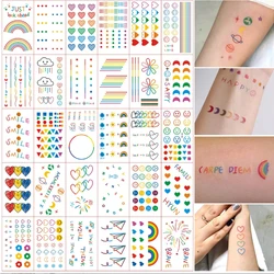 30pcs Dazzling Elegant Style Tattoo Stickers For Girls Personalized Smiling Face Cute Rainbow Line Small And Fresh Tattoo