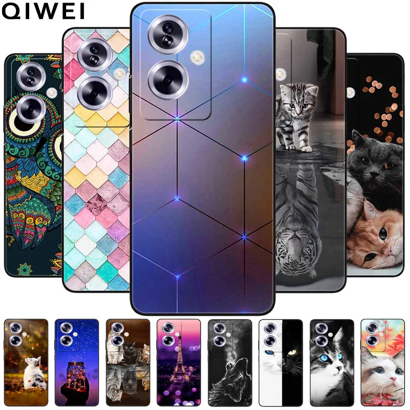 For OPPO A79 5G Case Luxury Cute Silicone Black TPU Soft Bumpers for OPPO A79 5G A 79 Phone Cases Protective Shells Cats Fundas