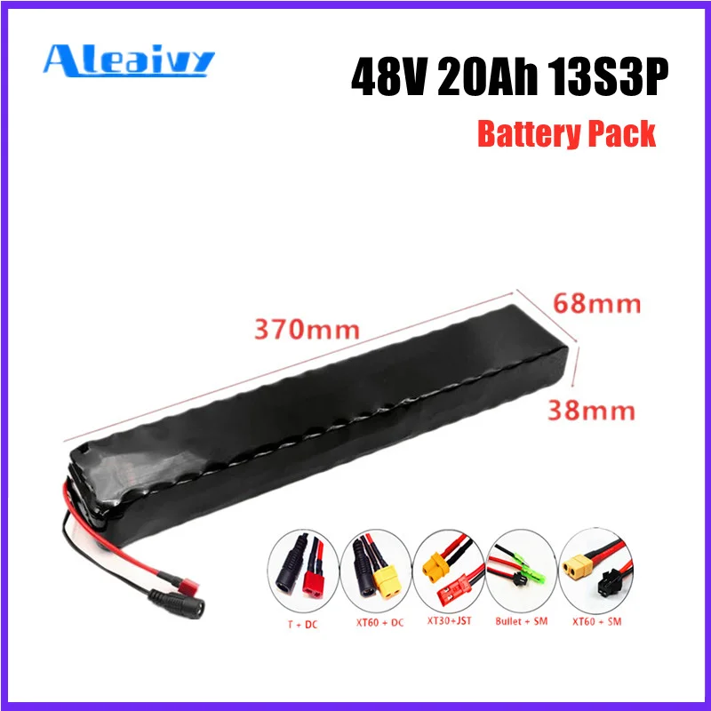 

ALEVIY 48V 20Ah 13S3P Rechargeable Lithium-ion Battery Pack Suitable for 1000w Electric Bicycles,Scooters, 18650 Lithium Battery