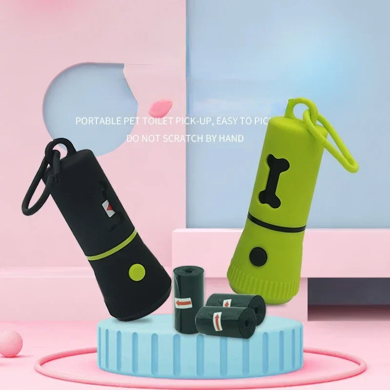 جديد مريح العملي الحيوانات الأليفة النفايات حقيبة موزع LED الكلب أنبوب حقيبة حامل مع ضوء البلاستيك الناقل حالة كلب النفايات أنبوب أكياس #1