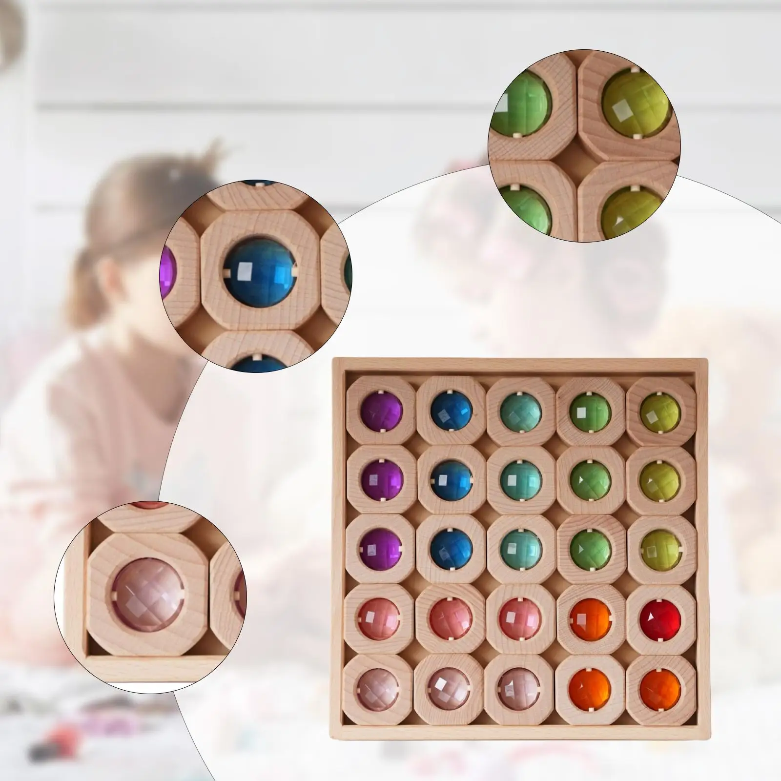 

Wooden Blocks Stacking Toy Early Learning Rainbow Stacker for 4-6 Years Old Birthday Gift Stacking Game Colorful Acrylic Blocks
