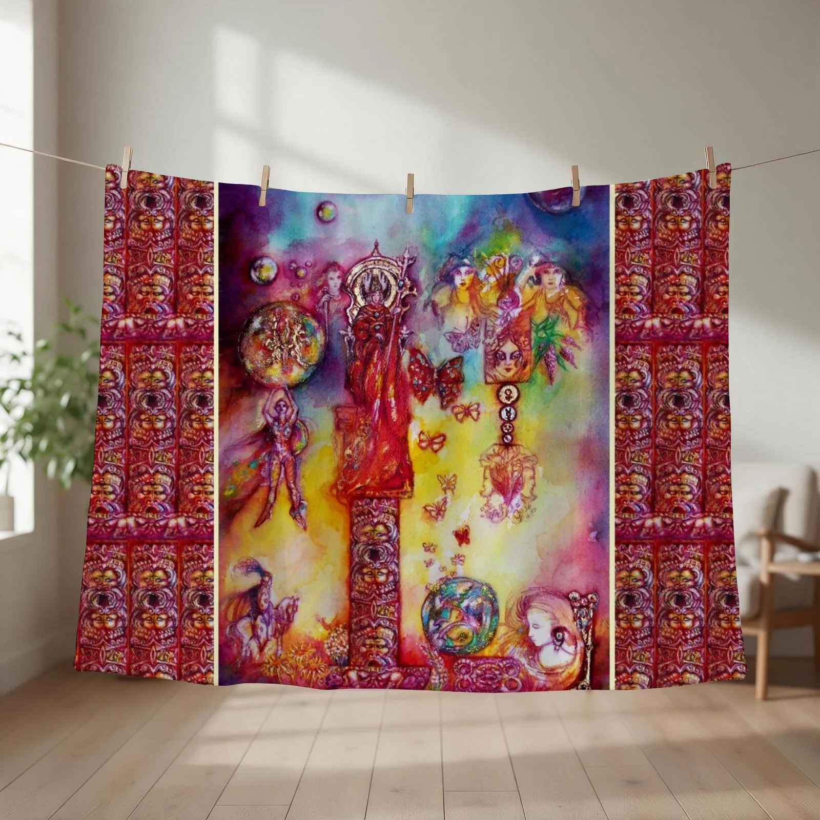 GARDEN OF THE LOST SHADOWS ,FAIRIES AND BUTTERFLIES by Bulgan Lumini Throw Blanket