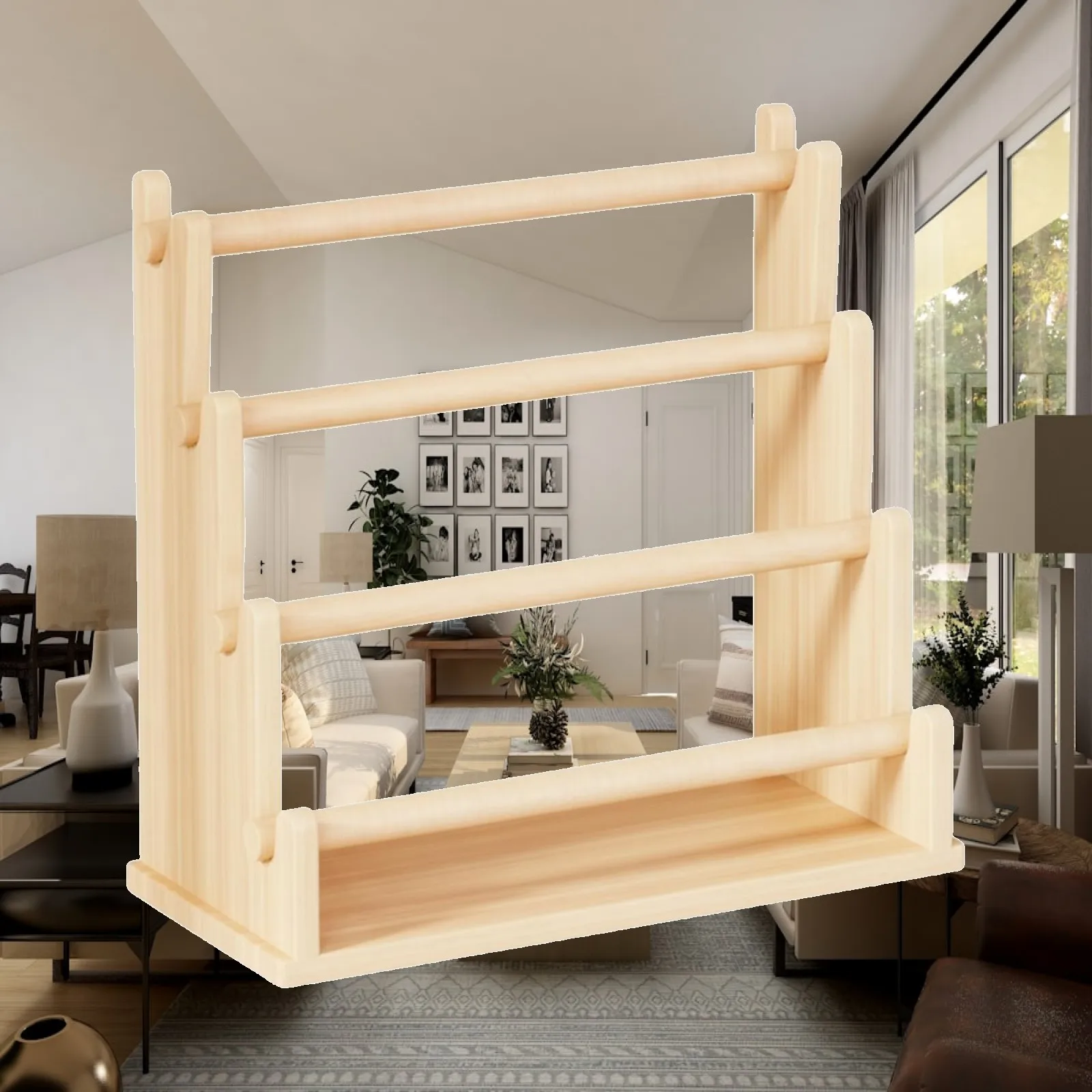 Organizer Open Design Wood Jewelry Organizer with Base Tray Tabletop Jewelry Display Rack Stable for Dressing Table, Bedroom
