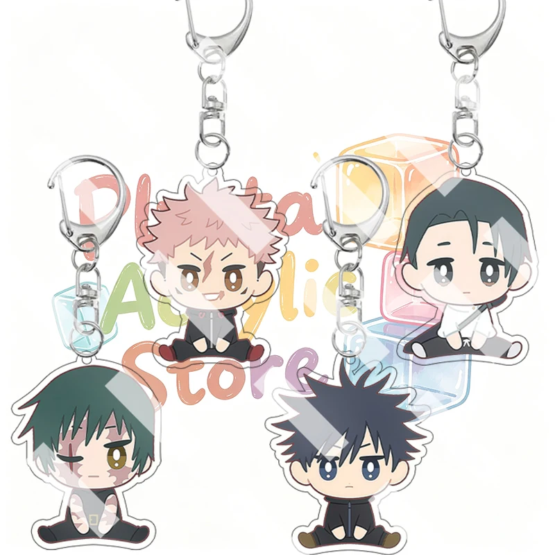 Anime Q Version Jujutsu Kaisen Itadori Yuji Fushiguro Megumi Okkotsu Yuta Choso Peripheral Cute Acrylic Keychain KeyRing Pendant