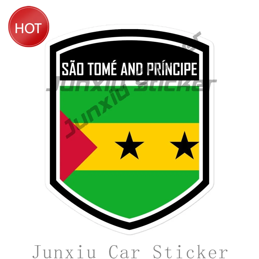 Sao Tome And Principe Flag Emblem Car Sticker Waterproof Vinyl Decorative Decal For Bumper And Laptop Vehicle Decoration