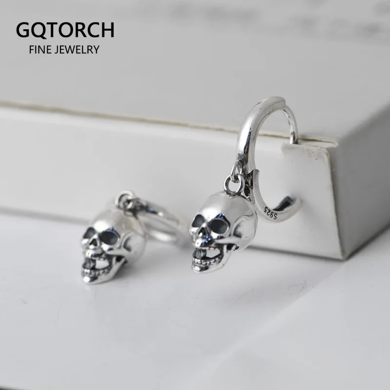 

S925 Silver Halloween Retro Skull Head Lady Earring Pendant Punk Hip Hop Fashion Silver Jewelry Party Gift Gift Aretes De Muje