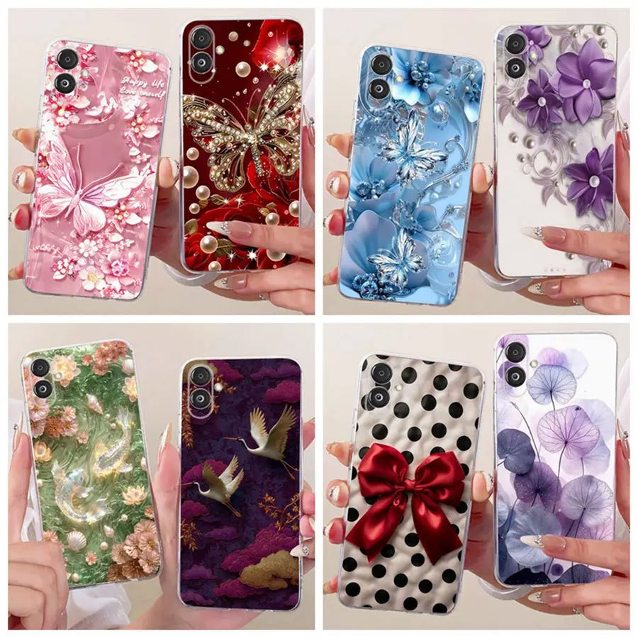 For Samsung Galaxy F14 5G Case TPU Flower butterfly Painted Phone Capa for SamsungF14 F 14 5G SM-E146B Soft Silicone Couqe Cover
