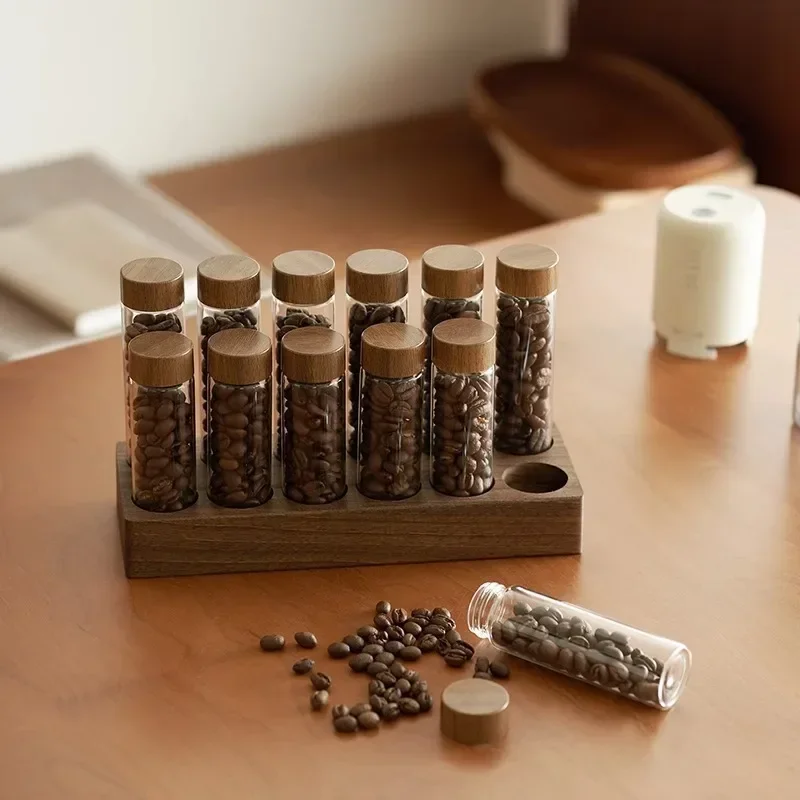 

Coffee Beans Storage Container Tube Display Rack Tea Bottle Glass Single Dose Espresso Accessory Coffeware Set Barista Tool Gift
