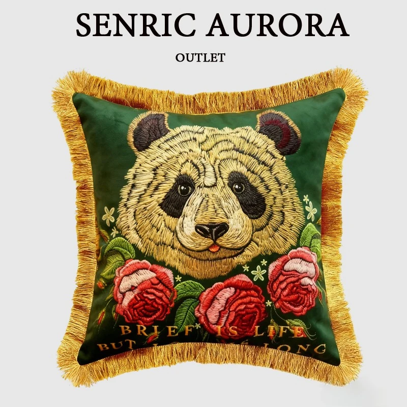 Luxury Cushion Cover Double Sided Pattern Panda Rabbit Cat Leopard Velvet Hug Pillowcase For Sofa Office Living Room