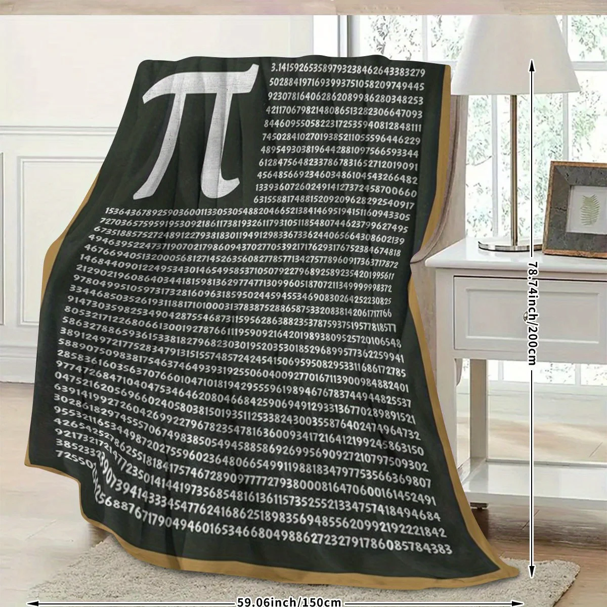 Pi Number Math-Themed Flannel Blanket - Cozy Pi Day Gift for Students Teachers Mathematicians