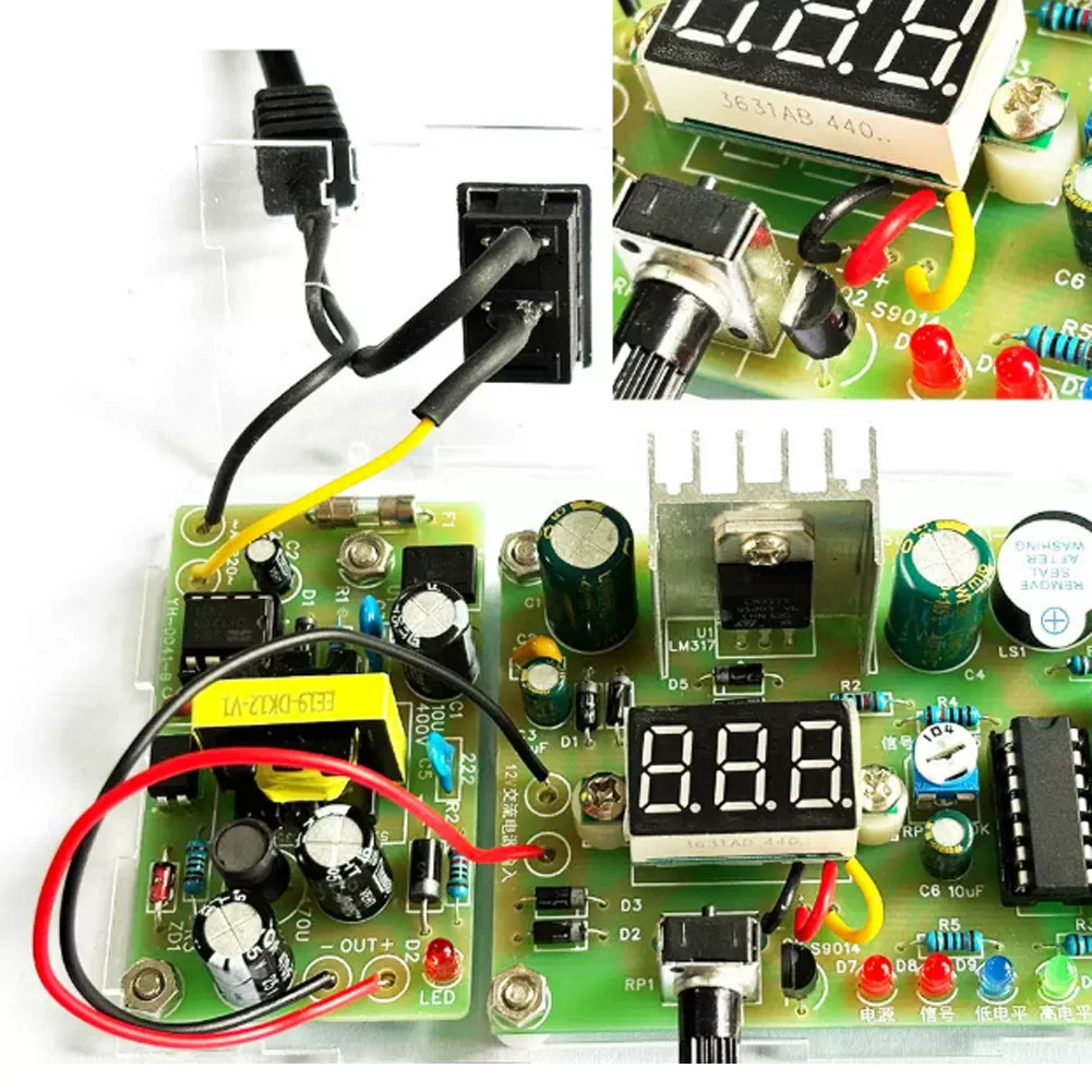 LM317-Based Adjustable Power Supply Kit for Learning Analog Circuits Voltage Control via Knob Built-in 3-Digit Voltmeter