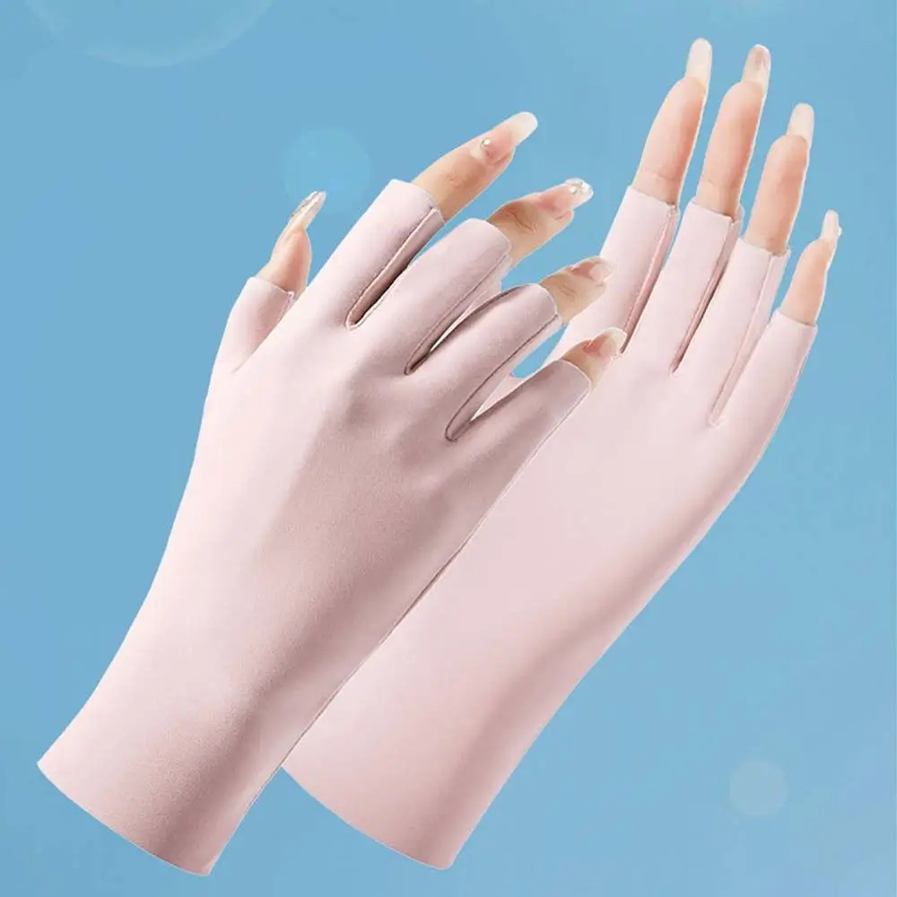 2022 Summer Anti-uv Fingerless Gloves Semi-finger Driving Glove Ice Silk Half Fingers Gloves Sunscreen Breathable Thin Mittens