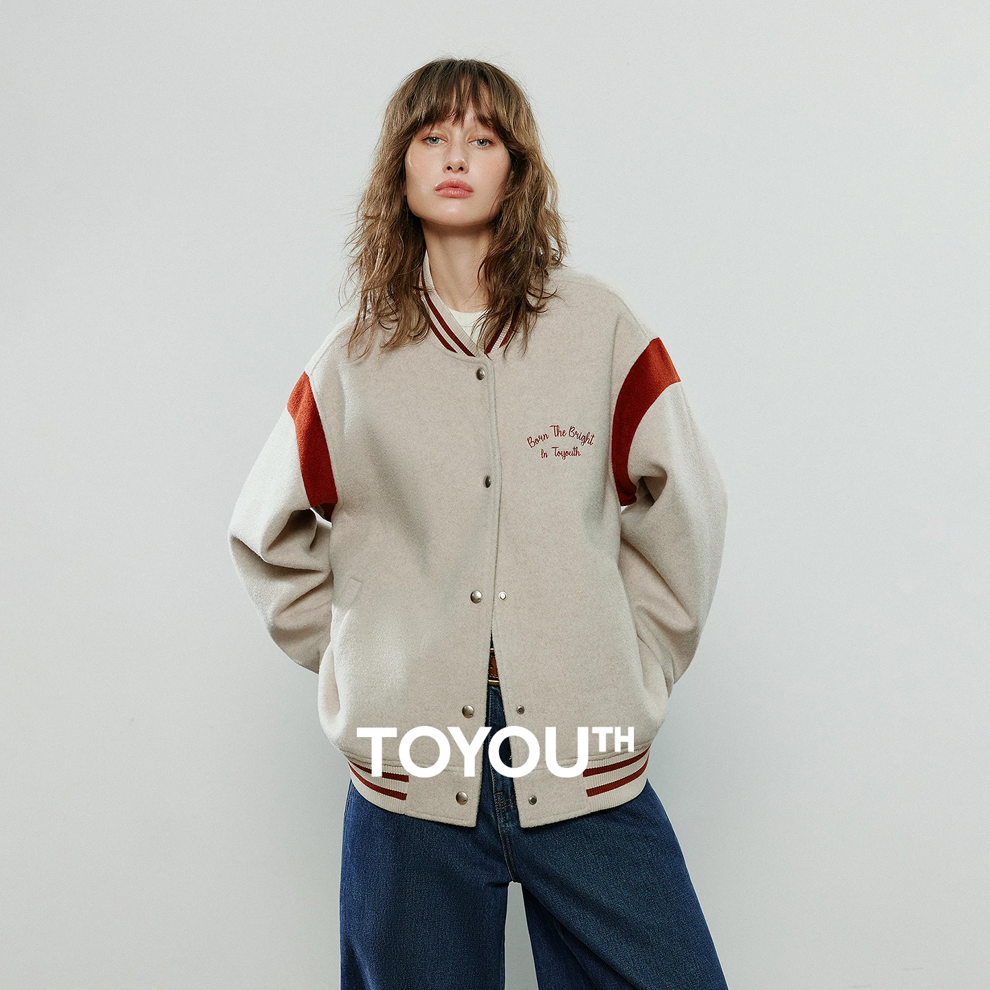 

TOYOUTH женские бейсбольные куртки, новинка зимы 2025, шерстяная хлопковая куртка с антилопом, легкое спортивное толстое теплое стеганое пальто