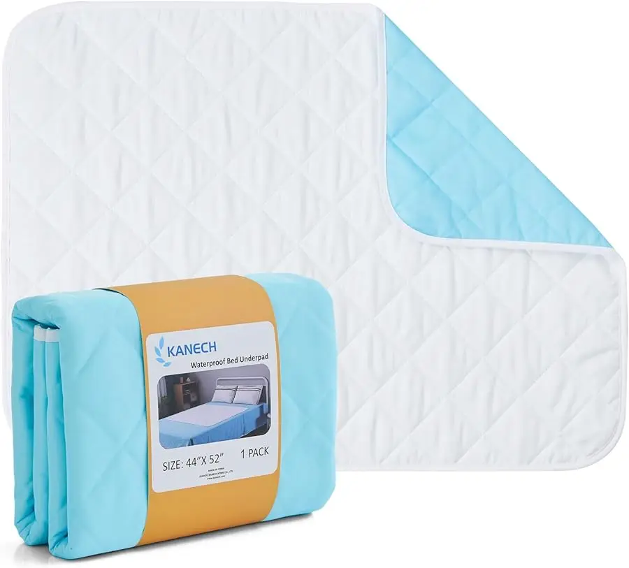

Washable Waterproof Incontinence Bed Pads - 44"x52" - Hea y Absorbency Reusable Underpads for Adults, Elderly and Kids - Slip Re