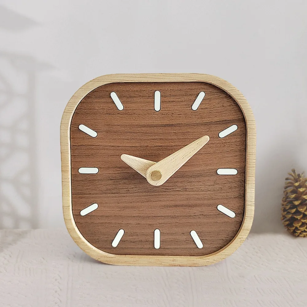 Unique Retro Tabletop Clock Wooden Exquisite Bedside Table Clock Decorative Silent Clocks Study Room
